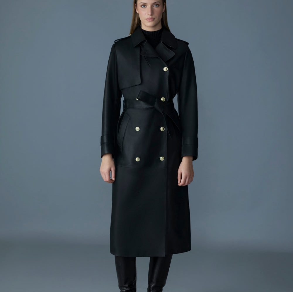 Mackage GAEL-V Black Women's Trench Coat Size M NEW W TAGS